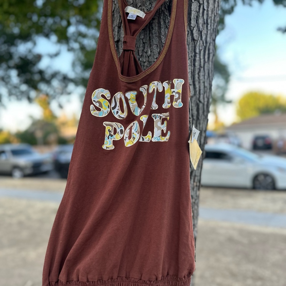 South Pole Y2K Brown Graphic Tank Top